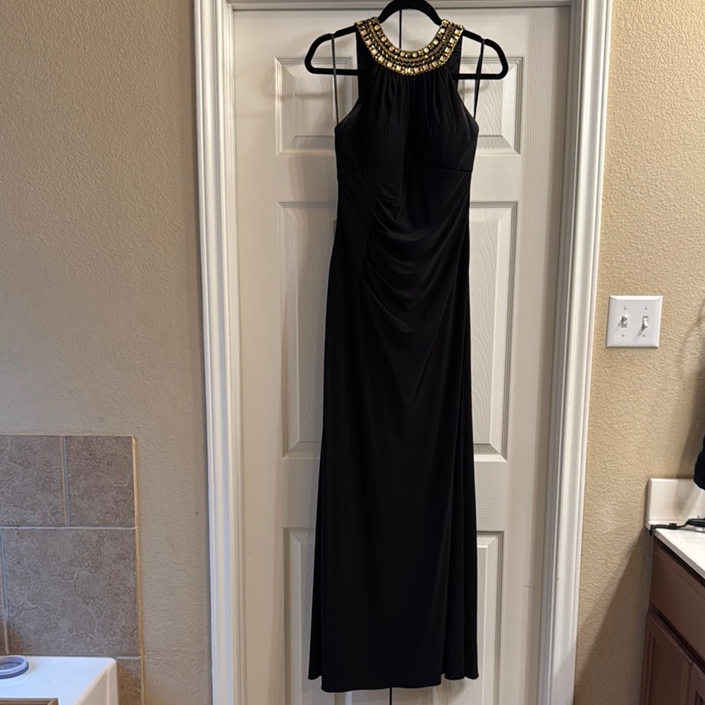 Xscape Black Sleeveless Halter Maxi Dress